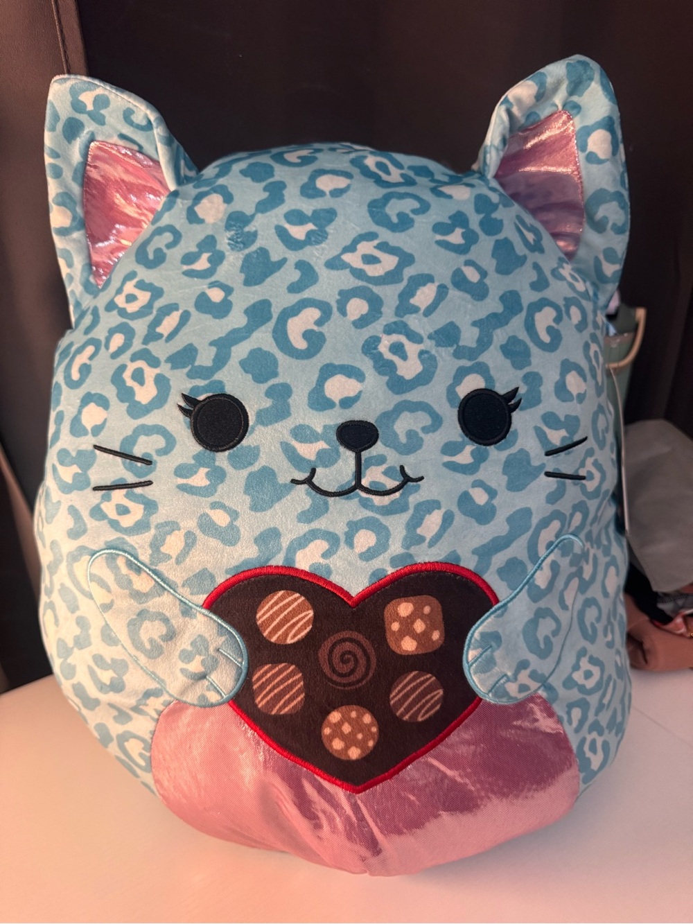 Squishmallows Caitroina Blue Leopard Cat Plush with Heart
